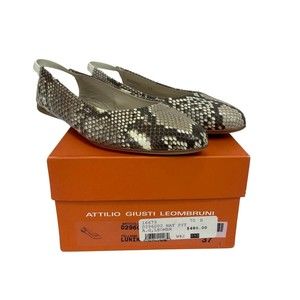 Attilio Giusti Leombruni Python Slingback Flats Size 7
